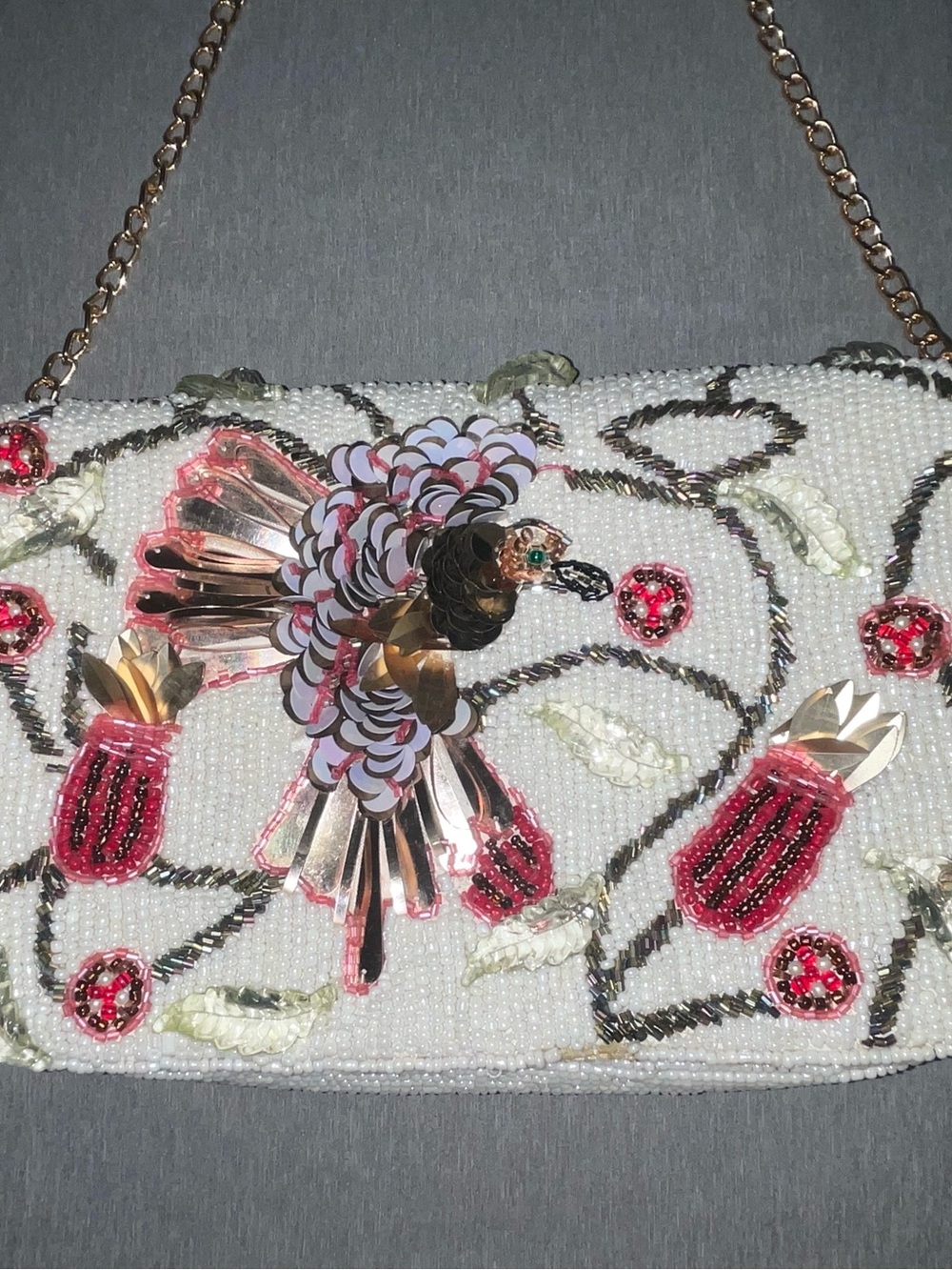 Viral NWT Elegant Beaded Hummingbird Clutch Handbag Chain Strap